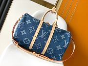 Louis Vuitton Keepall Bandouliere 55 In Blue Denim - 1