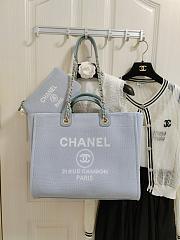 Chanel Medium Deauville Shopping Bag In Light Blue Canvas 38cm - 1