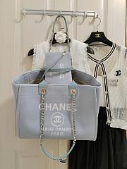 Chanel Medium Deauville Shopping Bag In Light Blue Canvas 38cm - 2