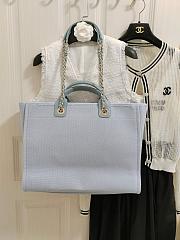 Chanel Medium Deauville Shopping Bag In Light Blue Canvas 38cm - 3