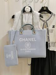 Chanel Medium Deauville Shopping Bag In Light Blue Canvas 38cm - 5