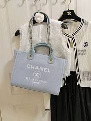 Chanel Small Deauville Shopping Bag In Light Blue Canvas 32cm - 2