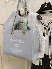 Chanel Small Deauville Shopping Bag In Light Blue Canvas 32cm - 3