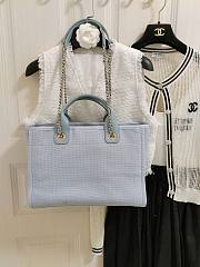 Chanel Small Deauville Shopping Bag In Light Blue Canvas 32cm - 5