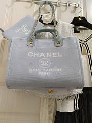 Chanel Small Deauville Shopping Bag In Light Blue Canvas 32cm - 4