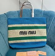 Miumiu Woven Fabric Tote Bag In Blue Green - 40x34x16cm - 1