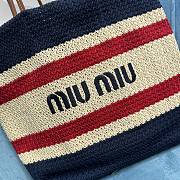 Miumiu Woven Fabric Tote Bag In Black Red - 40x34x16cm - 2