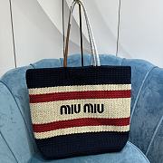 Miumiu Woven Fabric Tote Bag In Black Red - 40x34x16cm - 1