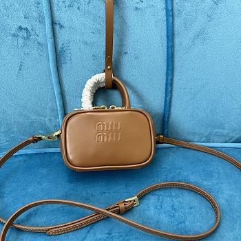 Miumiu Micro Brown Leather Handbag - 10.5x4cm
