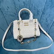 Miumiu Crystal Handbag In White Leather - 20x16x11cm - 1