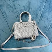 Miumiu Crystal Handbag In Grey Leather - 20x16x11cm - 1