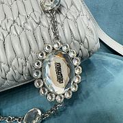 Miumiu Crystal Handbag In Grey Leather - 20x16x11cm - 5