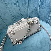 Miumiu Crystal Handbag In Grey Leather - 20x16x11cm - 4