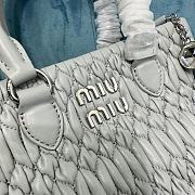 Miumiu Crystal Handbag In Grey Leather - 20x16x11cm - 3