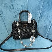 Miumiu Crystal Handbag In Black Leather - 20x16x11cm - 1