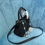 Miumiu Crystal Handbag In Black Leather - 20x16x11cm - 4