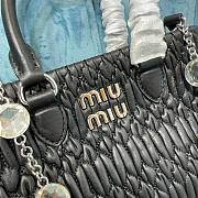 Miumiu Crystal Handbag In Black Leather - 20x16x11cm - 3