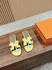 Hermes Oran Yellow Leather Slippers  - 1