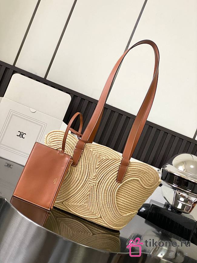 Celine Plain Logo Straw Bags - 36x20.5x13cm - 1