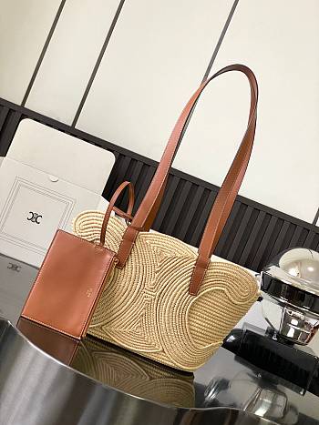 Celine Plain Logo Straw Bags - 36x20.5x13cm