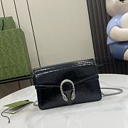 Gucci Dyonysus Shiny Black Leather Bag - 17.5x11x6.5cm - 1