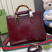 Gucci Diana Shiny Red Leather Tote Bag - 35x30x14cm - 2