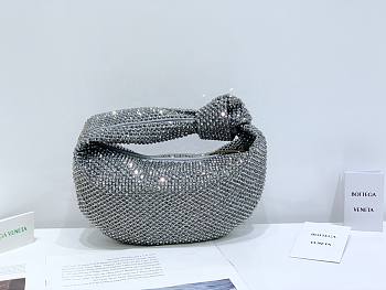 Bottega Veneta Mini Jodie Grey Crystal Bag - 23x28x8cm