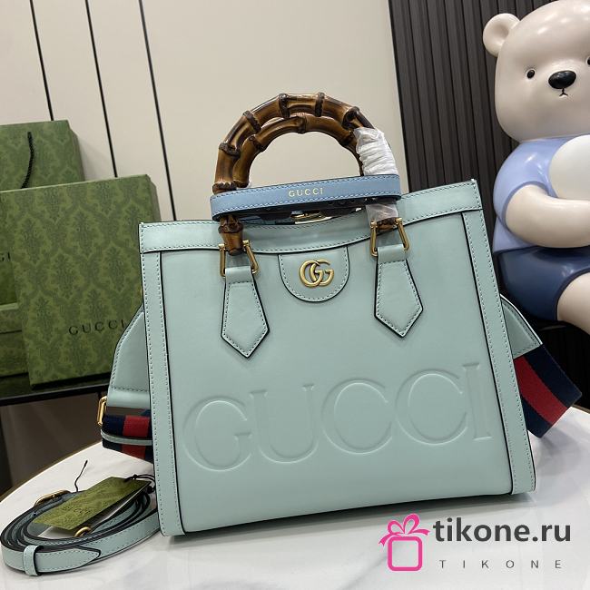 Gucci Diana Shiny Blue Leather Tote Bag - 35x30x14cm - 1