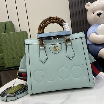 Gucci Diana Shiny Blue Leather Tote Bag - 35x30x14cm