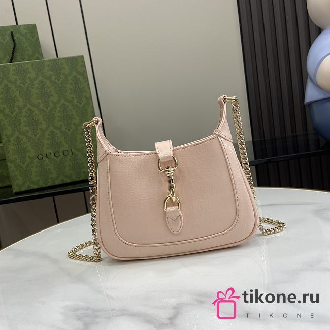 Gucci Jackie 1961 Pink Leather Shoulder Bag - 19.5x18x3.5cm - 1