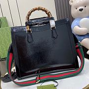 Gucci Diana Shiny Black Leather Tote Bag - 35x30x14cm - 4