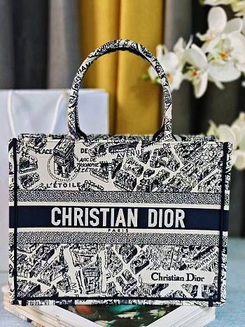 Dior Book Tote Bag Medium Plan de Paris embroidery - 36.5x27x16.5cm