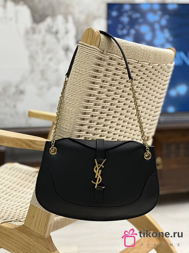 YSL Sienna Plaque Black Leather Bag - 31×26×6cm - 1