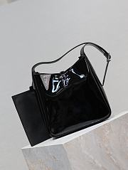 YSL Le 5 à 7 Hobo Bag In Shiny Black Leather - 23×22×8.5cm - 3