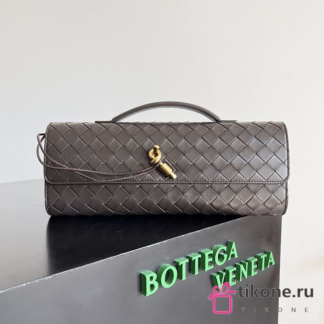 Bottega Veneta Long Clutch Bag In Dark Brown - 31x13x3cm - 1