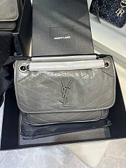 YSL Niki Medium Chain Bag In Grey Leather Calfskin 28cm - 1