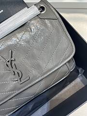 YSL Niki Medium Chain Bag In Grey Leather Calfskin 28cm - 5