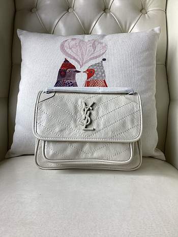 YSL Niki Medium Chain Bag In White Leather Calfskin 28cm