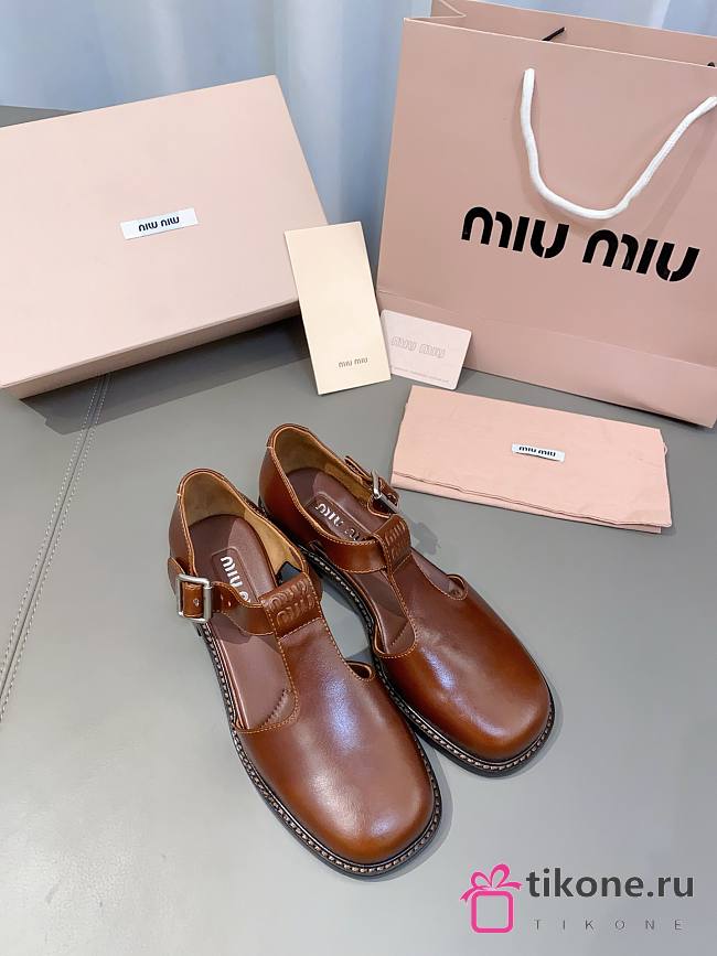 Miumiu Brown Leather Sandals - 1