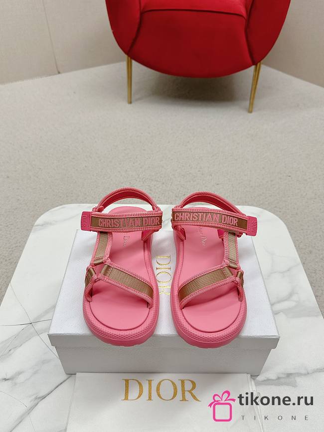 Dior Dioract Full Pink Canvas Sandals - 1