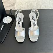 Chanel Silver Leather Sandals - 1