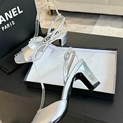 Chanel Silver Leather Sandals - 5