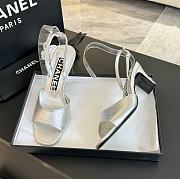 Chanel Silver Leather Sandals - 4