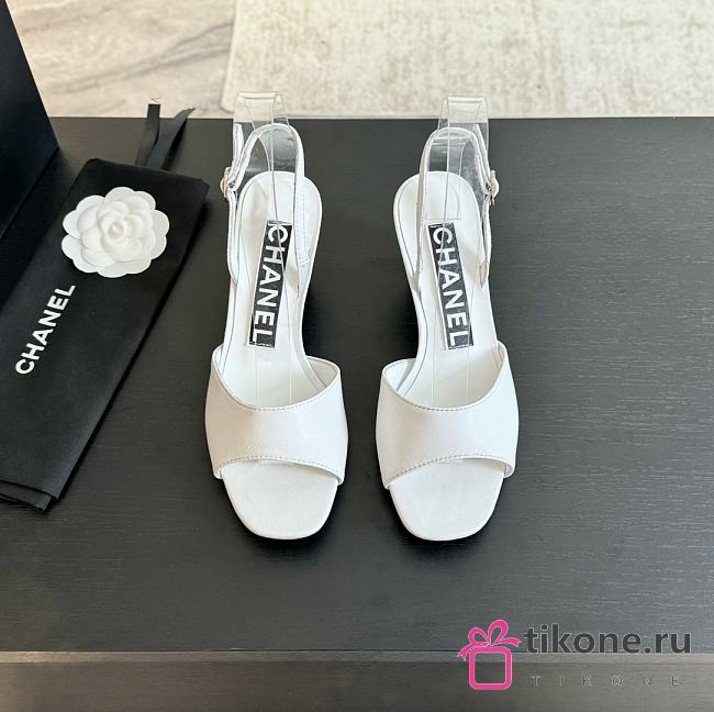 Chanel White Leather Sandals - 1