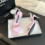 Chanel Pink Tweed Sandals - 5