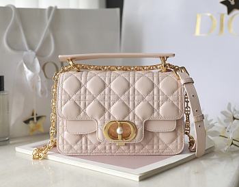 Dior Jolie Mini Top Handle Bag Pink Lambskin Leather - 22x14x8cm