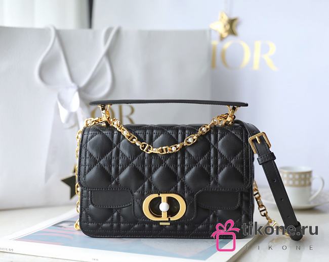 Dior Jolie Mini Top Handle Bag Black Lambskin Leather - 22x14x8cm - 1