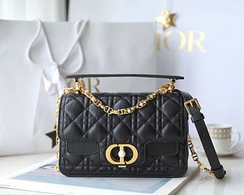 Dior Jolie Mini Top Handle Bag Black Lambskin Leather - 22x14x8cm