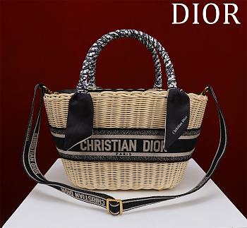 Dior Hat Basket Bag Natural Wicket - 35x20.5x11cm