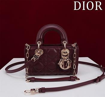 Dior Micro Lady D-joy Bag Burgundy - 16.5x6x10cm